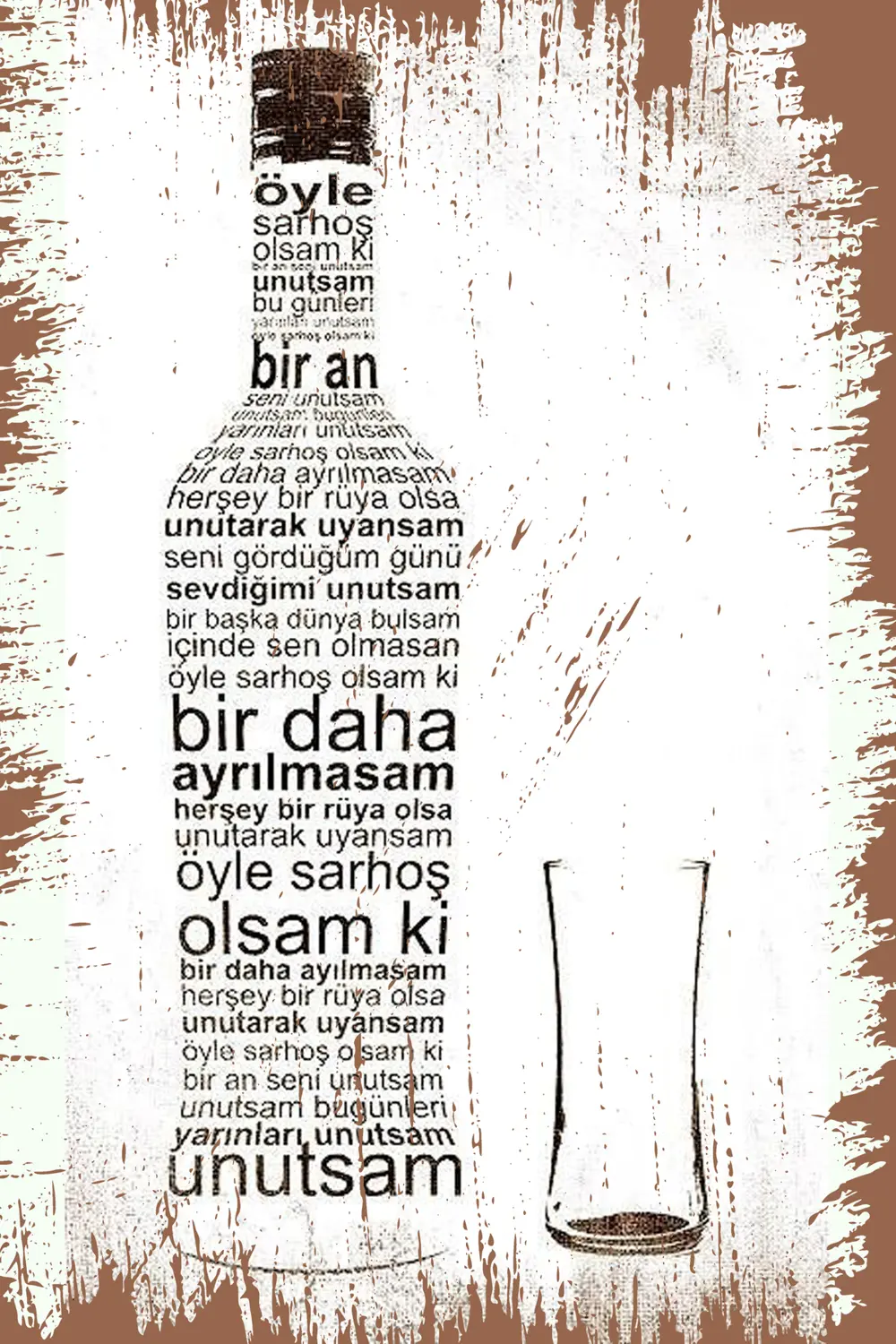 Rakı   Tasarımlı Ahşap Poster