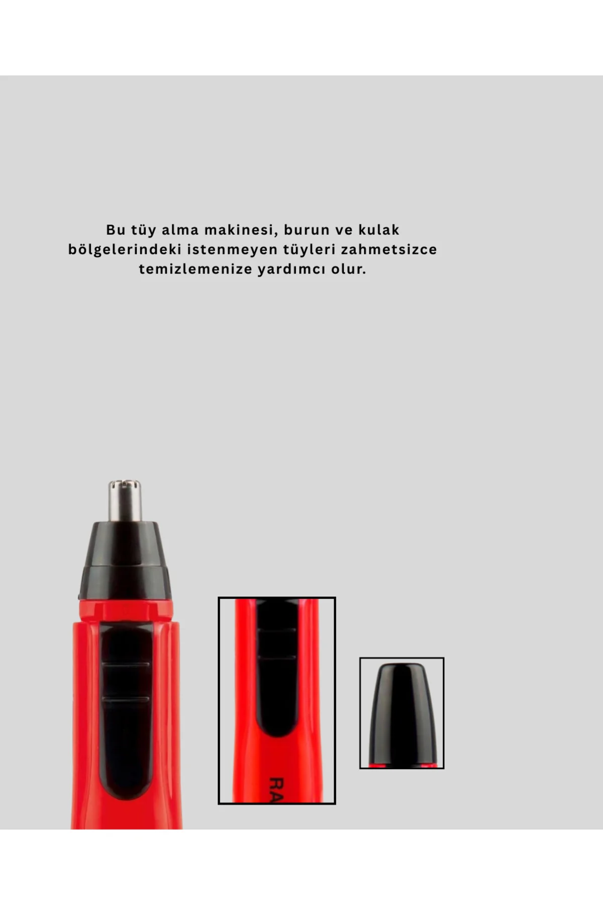 Raks Kırmızı Tüy Temizleme Cihazı Kulak Burun Pilli Ergonomik