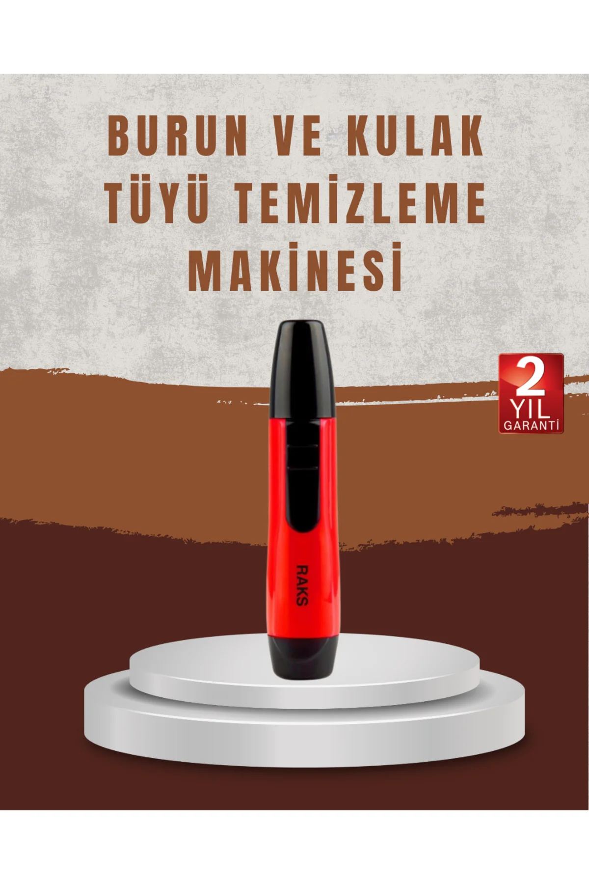 Raks Leo Burun Kulak Tüy Alma Makinesi 45 dk Şarj Süreli Kırmızı