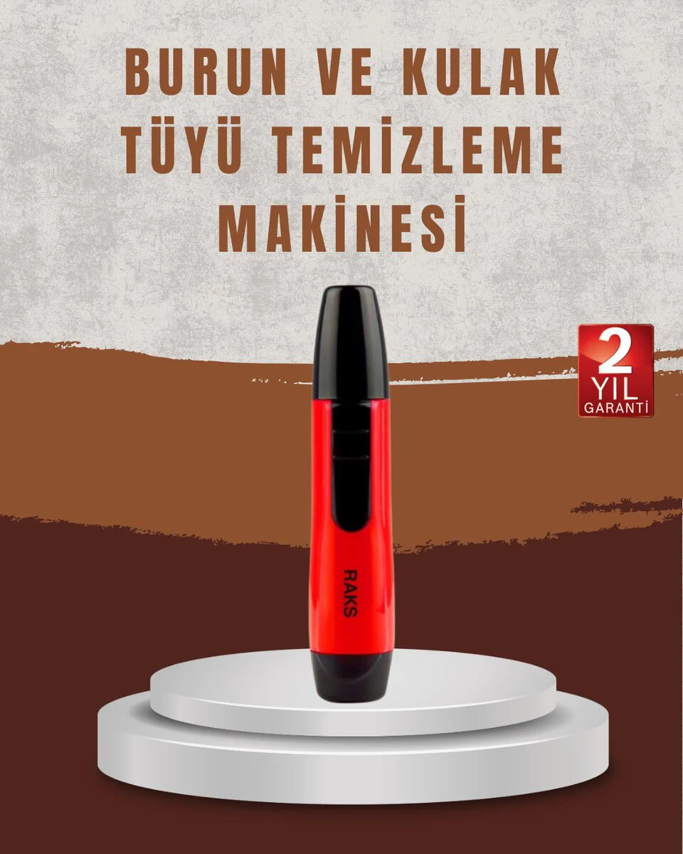 Raks Leo Şarjlı Burun ve Kulak Tüy Alma Makinesi - 45 Dakika Pil Süresi, Kırmızı ve Ergonomik Tasarım