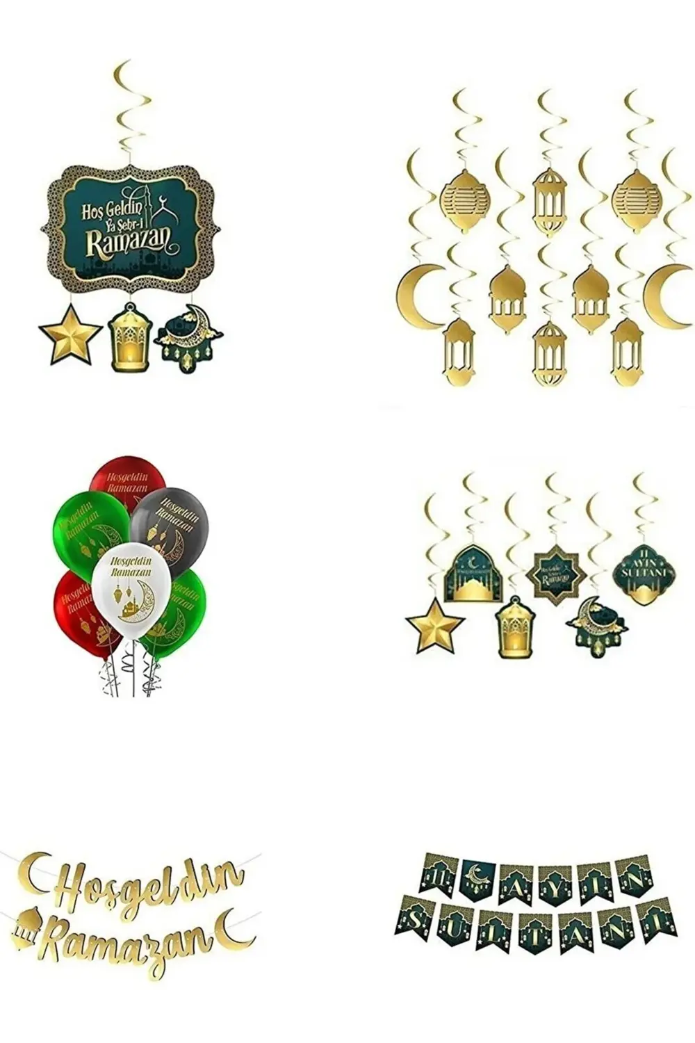 Ramazan Asmalı Dekoratif Süs Seti ve Ramazan Desenli Balon
