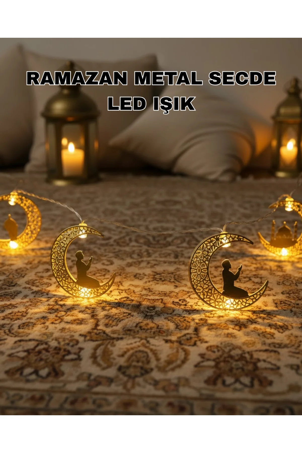 Ramazan Ay Işığı Secde Eden Adam Silüetli LED Peri Işığı