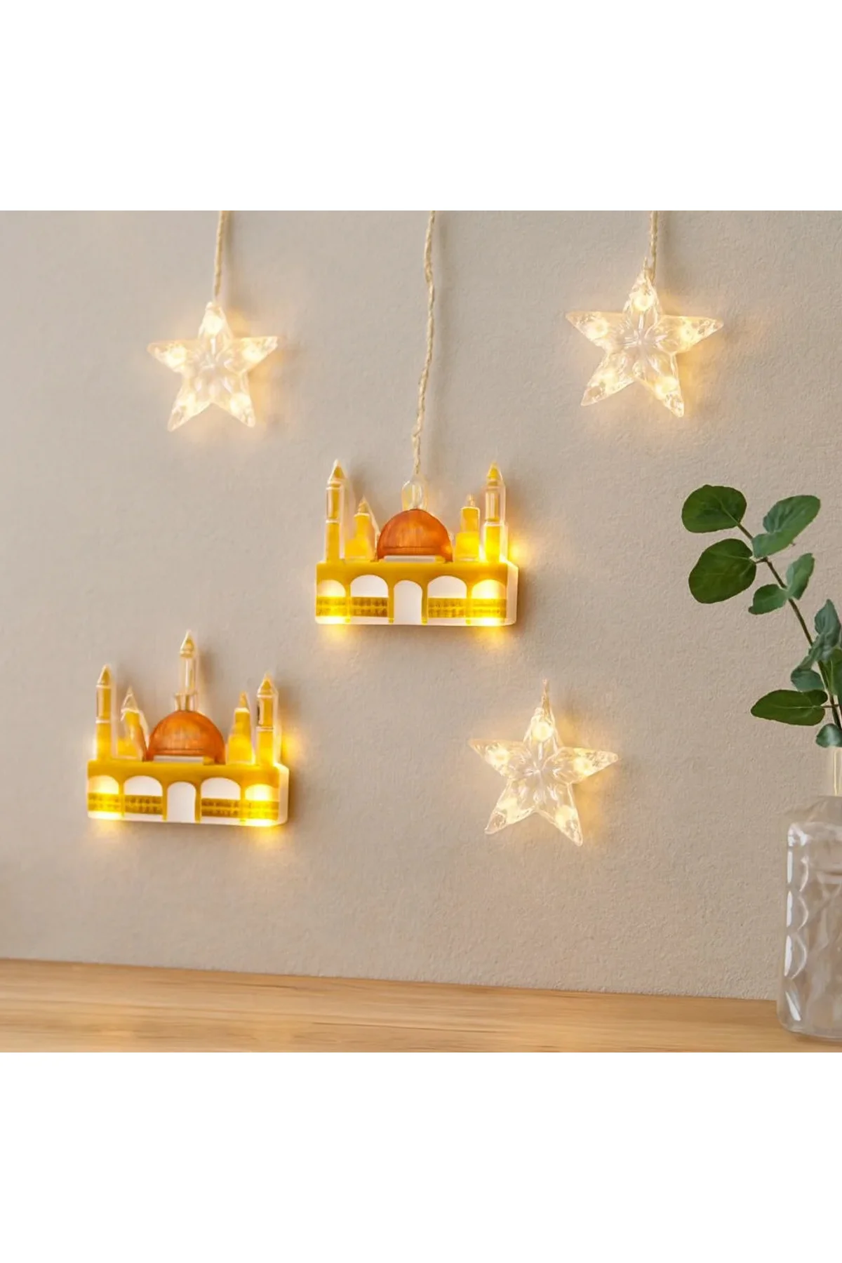 Ramazan LED Perde Lamba 3m (Fişli, Eklemeli) - Sarı Cami ve Yıldız Ramazan LED Perde Lamba 3m (Fişli, Eklemeli) - Sarı Cami ve Yıldız