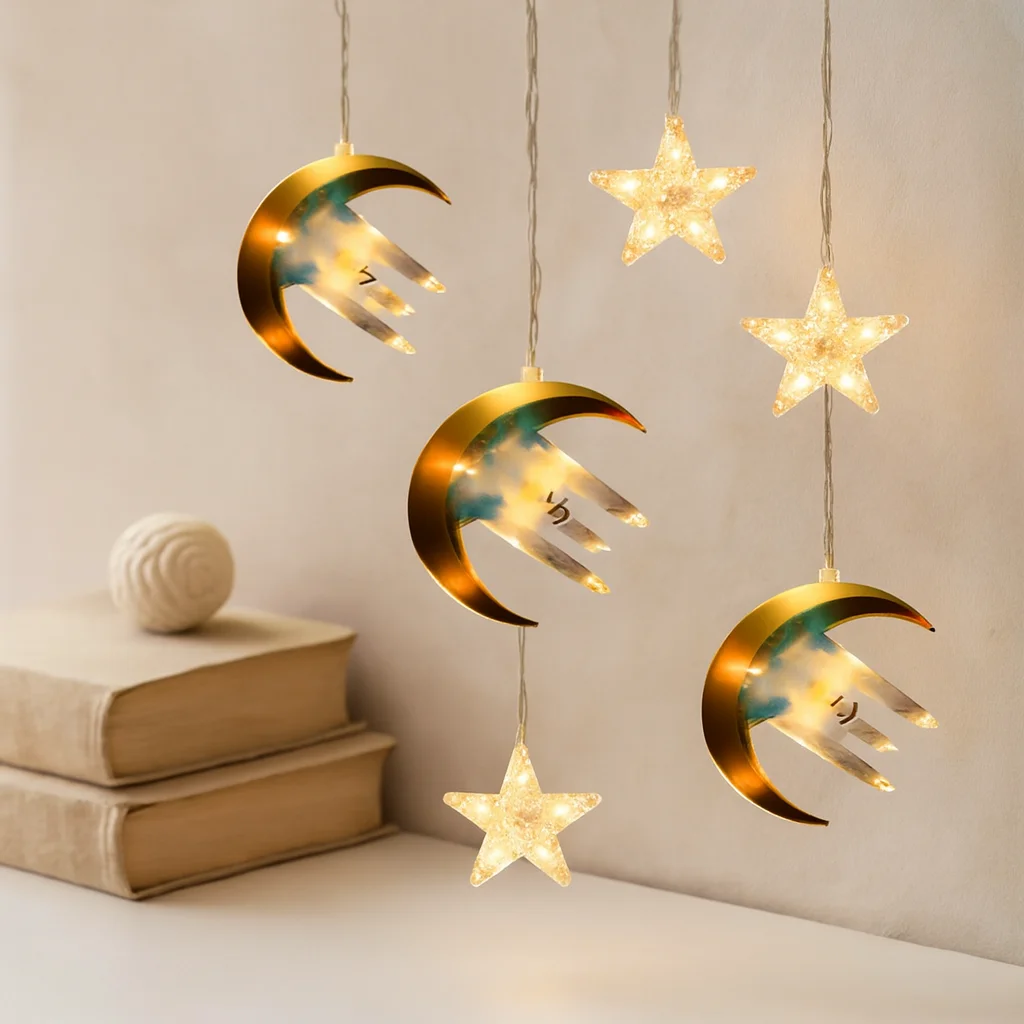Ramazan LED Perde Lamba 3m Fişli Eklemeli Hilal Cami Yıldız Ramazan LED Perde Lamba 3m Fişli Eklemeli Hilal Cami Yıldız