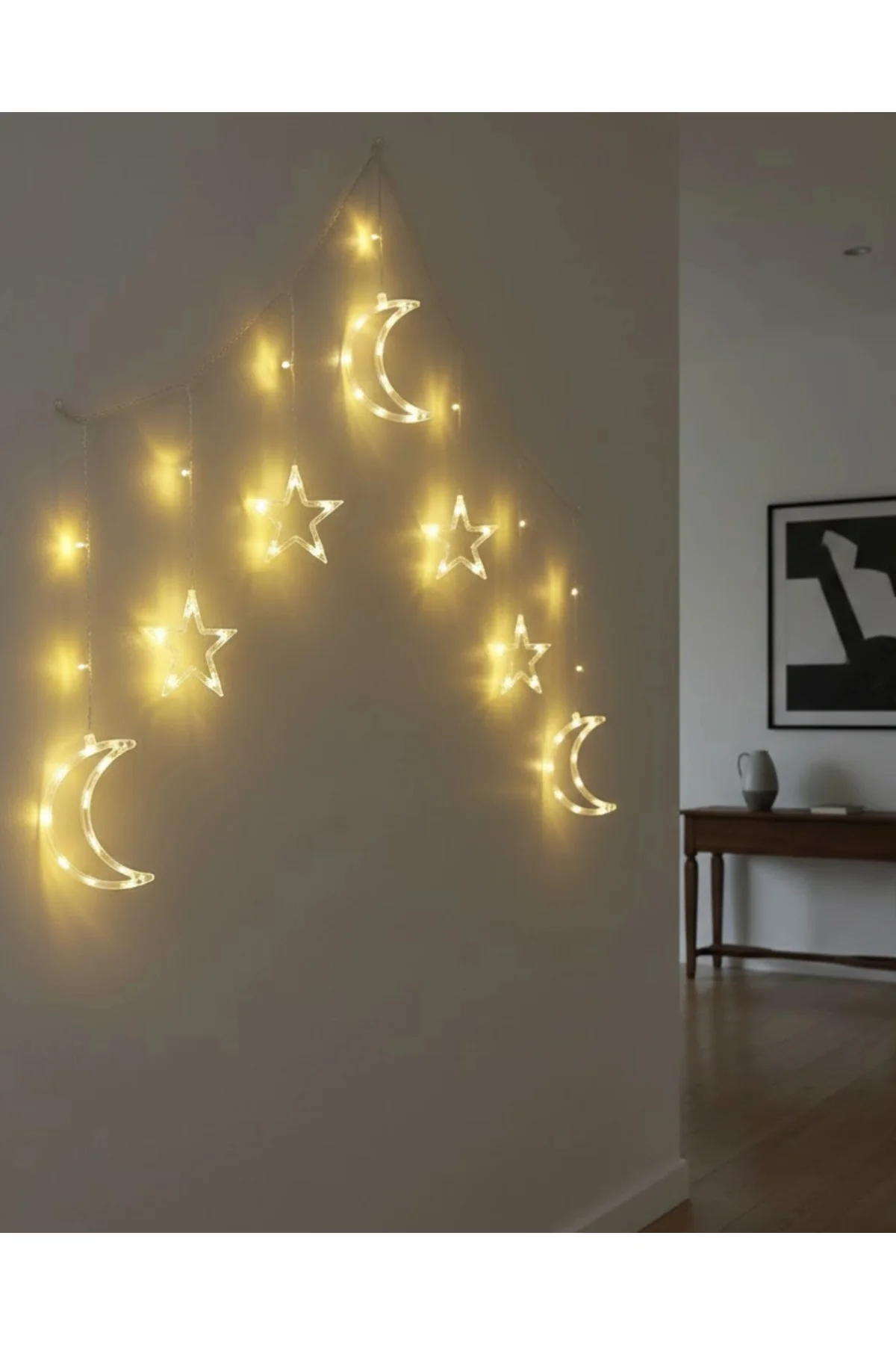 Ramazan Süslemesi İçin Ay Yıldız Led Işık Perde Lambası
