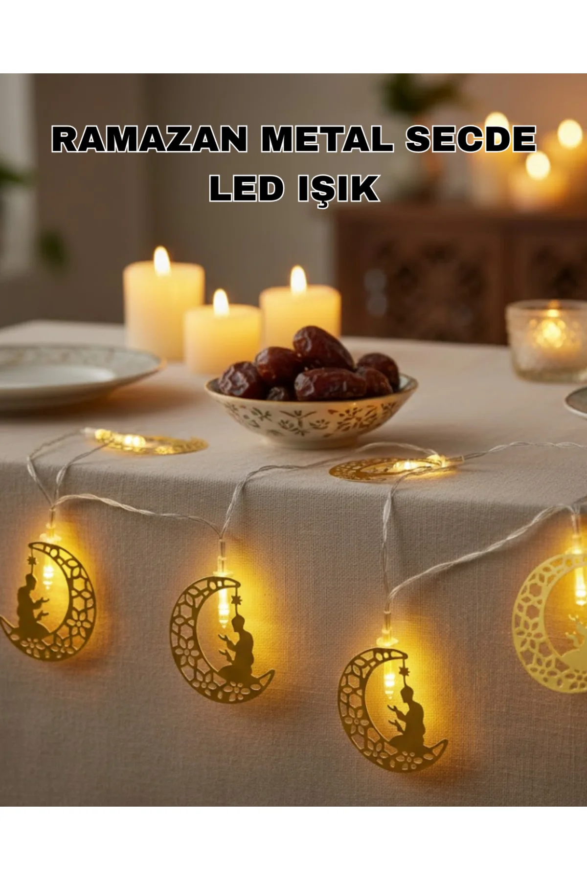 Ramazan Temalı Ay İçinde Secde Eden Adam Led Peri Işığı