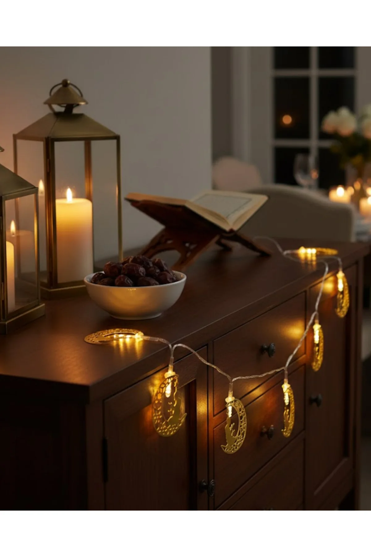 Ramazan Temalı Ay İçinde Secde Eden Adam Led Peri Işığı
