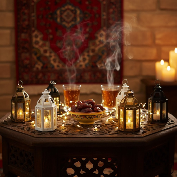 Ramazan Temalı Büyük Altıgen LED Lamba Aydınlatma Dekoru
