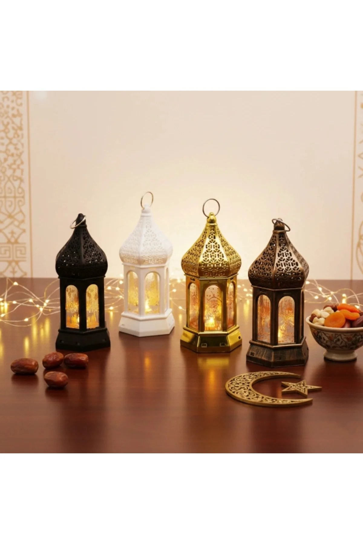 Ramazan Temalı Büyük Altıgen Kapalı Kubbe Led Lamba