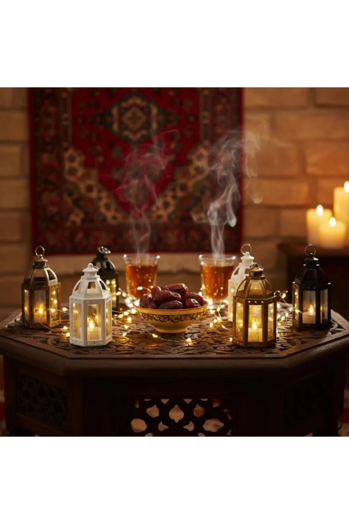 Ramazan Temalı Büyük Altıgen Açık Kubbe Led Lamba