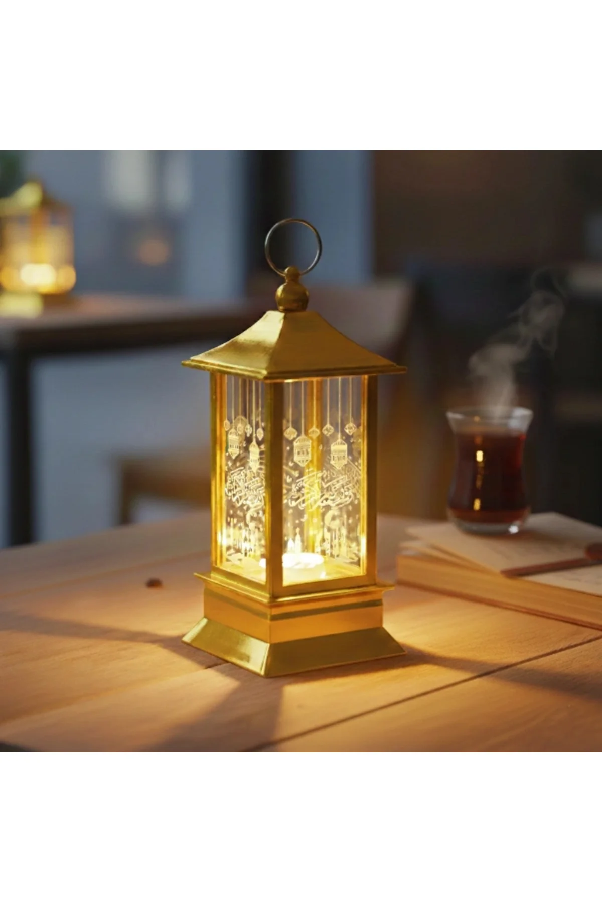Ramazan Temalı Gold Kare Kubbe Led Lamba
