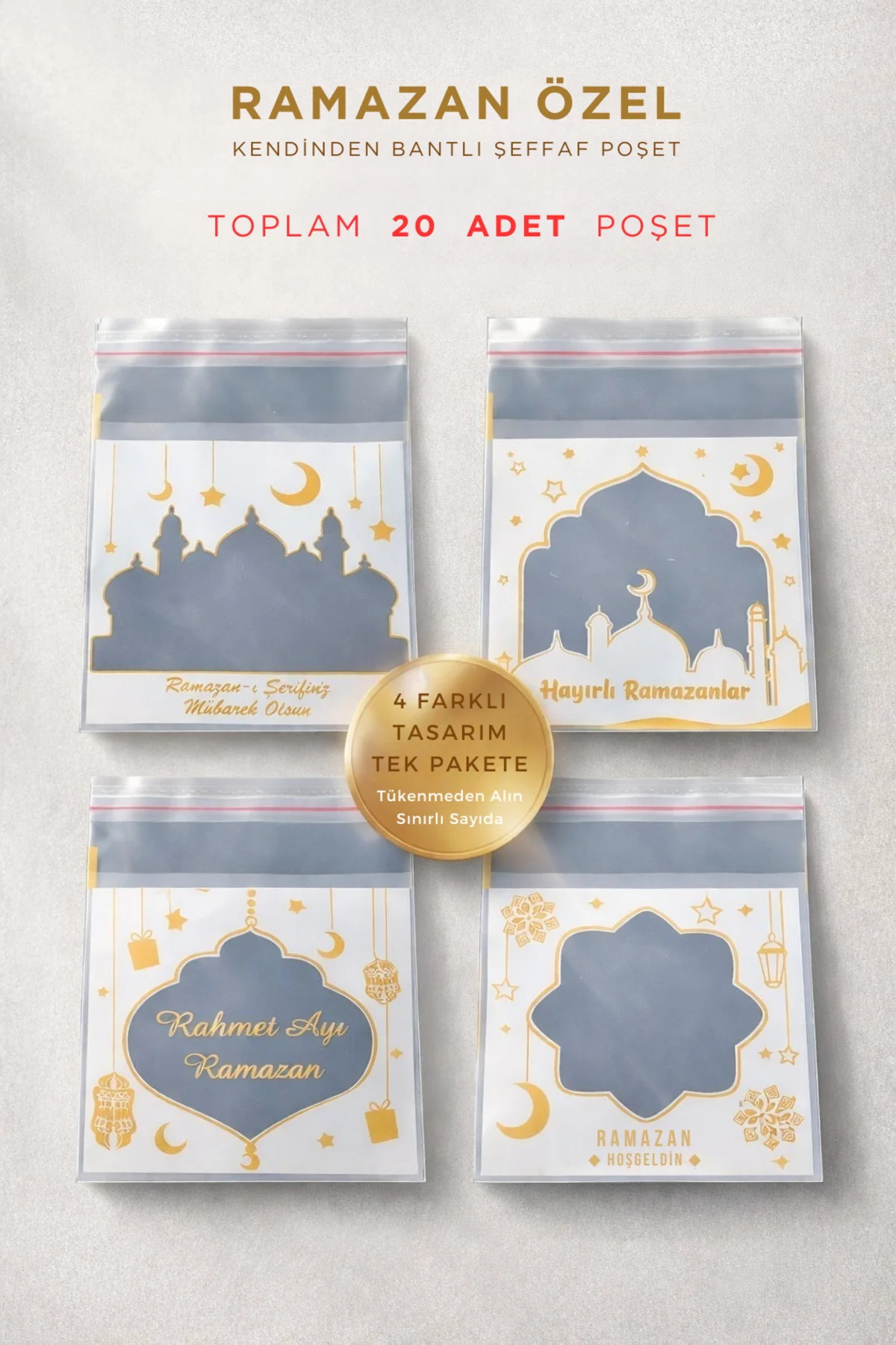 Ramazan Temalı Karışık Poşet – Şeker Lokum Hediyelik İçin Bantlı 