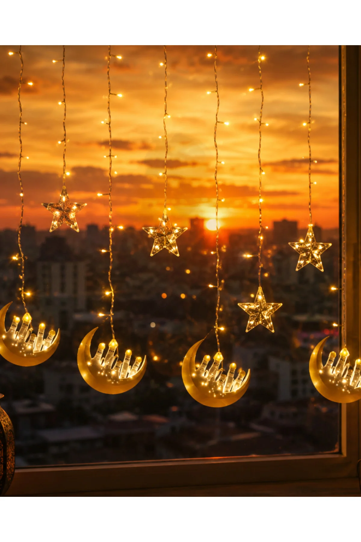 Ramazan Temalı LED Işık Hilal ve Yıldız Figürlü Dekor Lambası