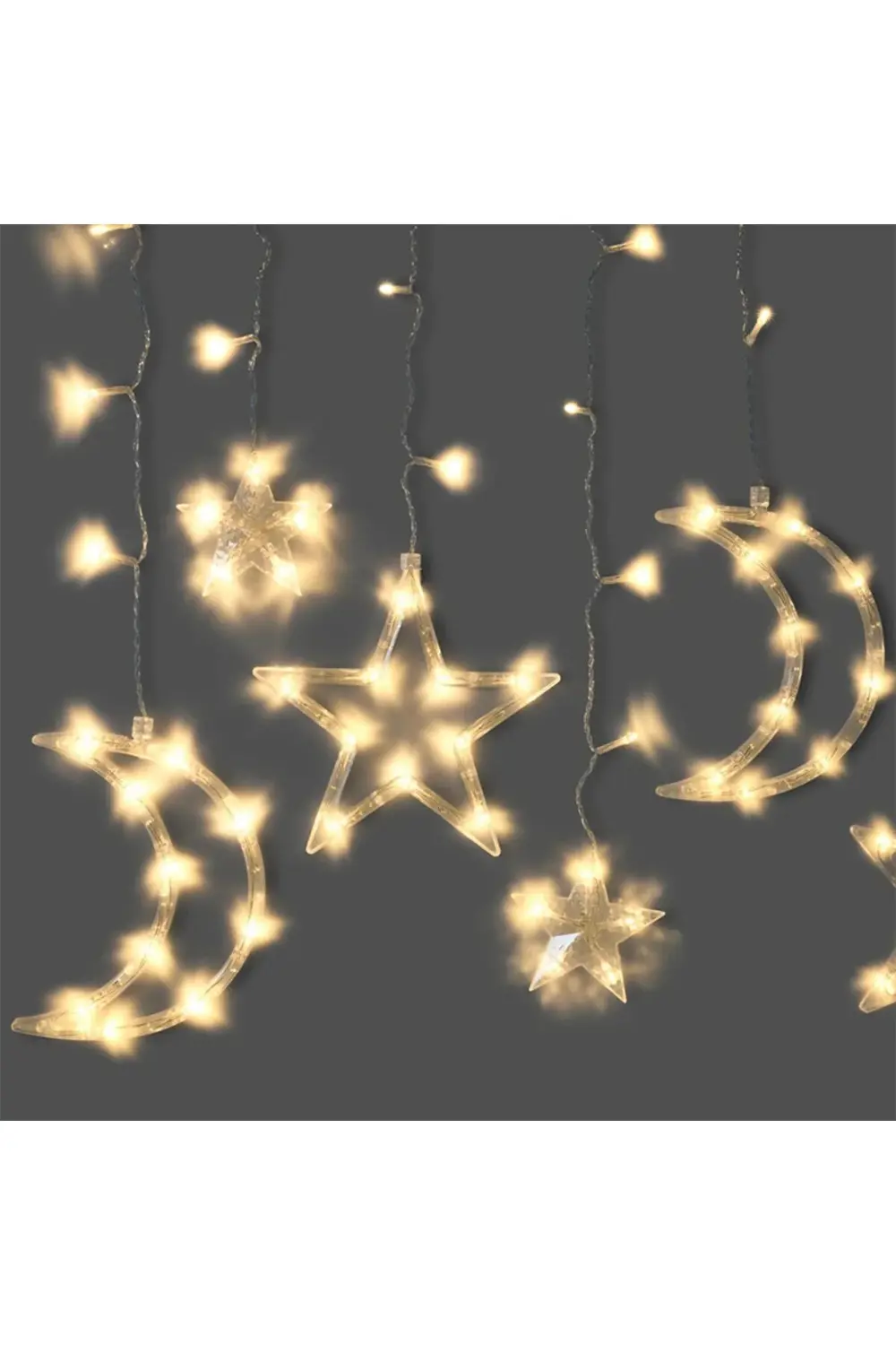 Ramazan Temalı Pilli Perde Led Gün Işığı Party Country Ay Yıldız