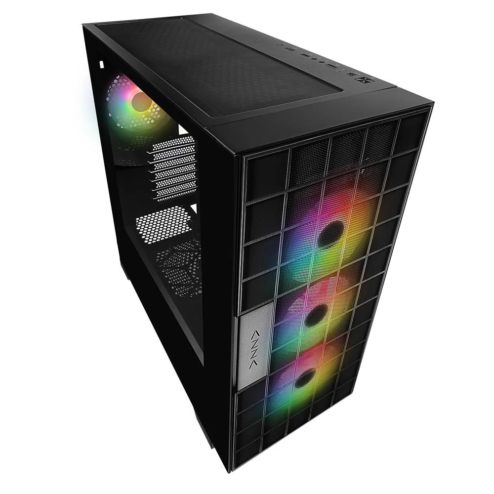 Rampage AZZA V2 Temperli Camlı Siyah 4-12CM ARGB Fan + Type-C ATX