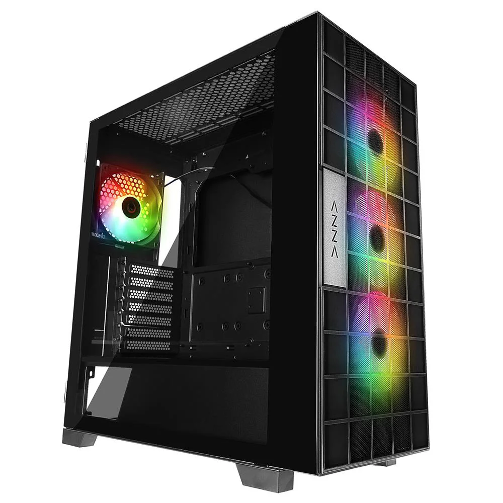 Rampage AZZA V2 Temperli Camlı Siyah 4-12CM ARGB Fan + Type-C ATX