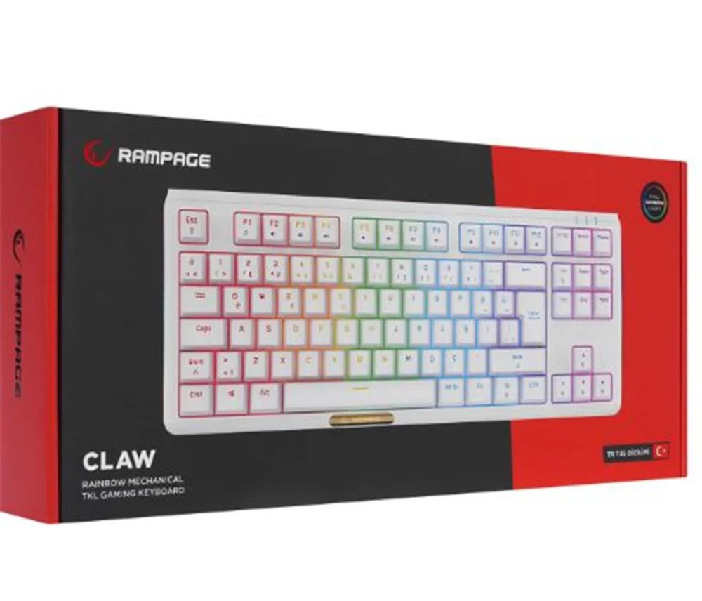Rampage CLAW Beyaz RED SWITCH Mekanik Gaming Oyuncu Klavye Rainbo