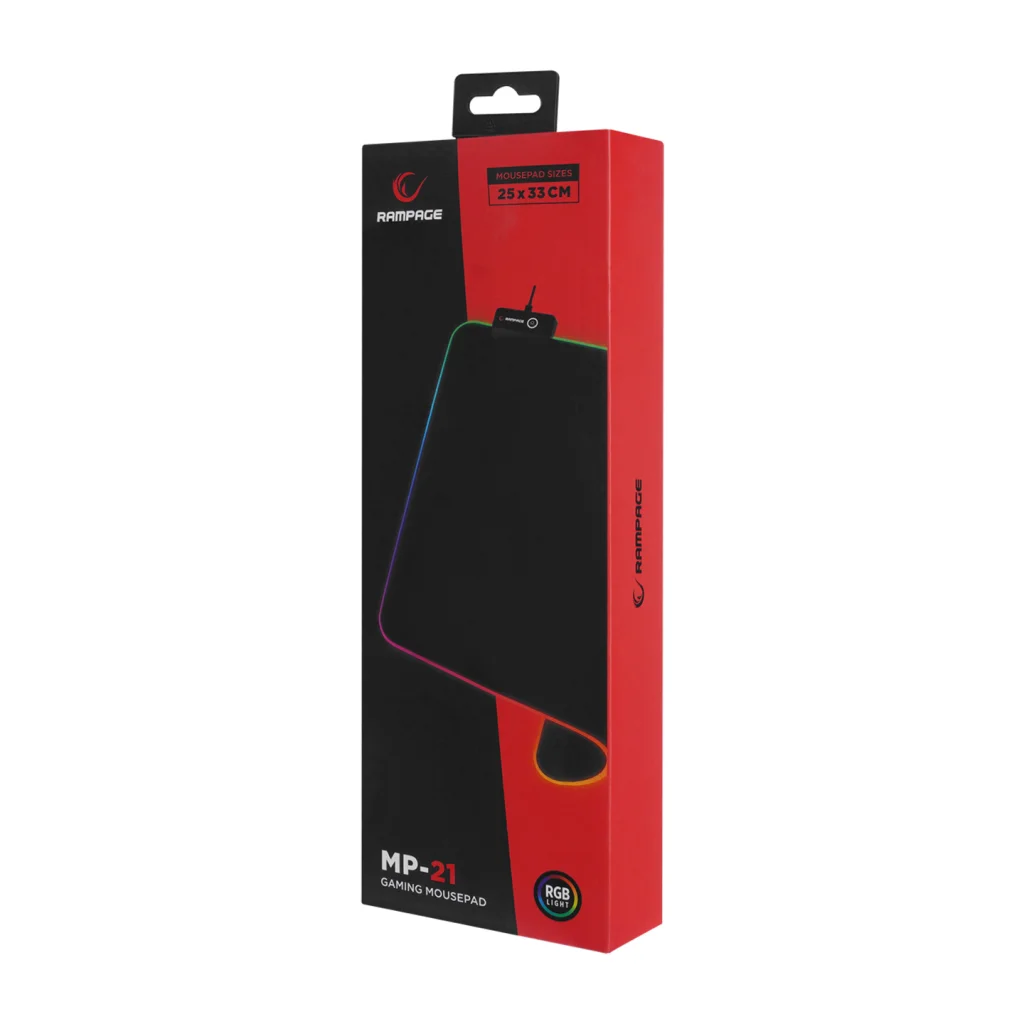 Rampage MP-21 Pulsar M RGB 328x252x3mm Yumuşak Yüzeyli Anti-Slip Gaming Mouse Pad (Siyah)