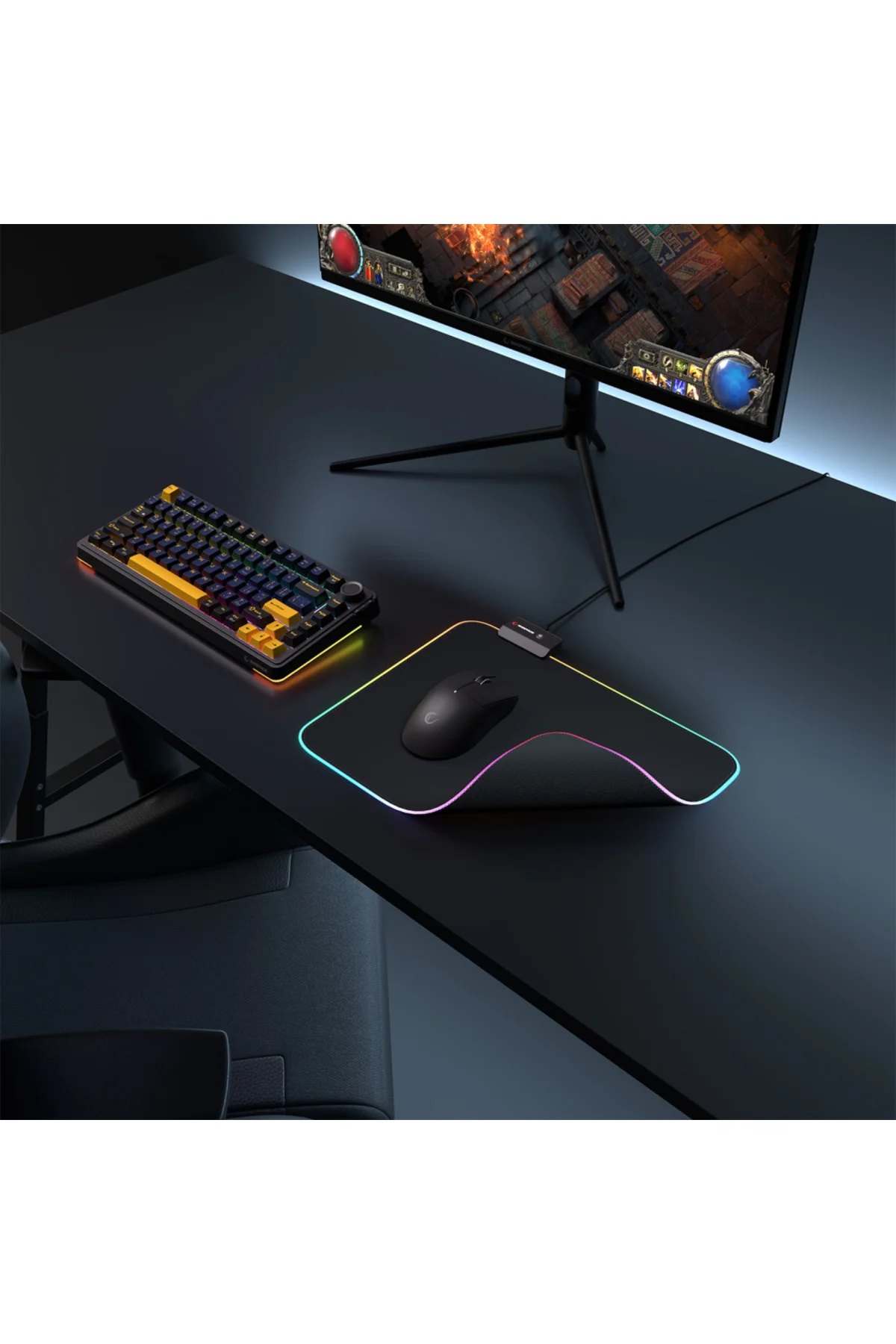 Rampage MP-23 BLITZ M RGB 252x328x3mm RGB Led Gaming MOUSE PAD (Siyah)(1923)
