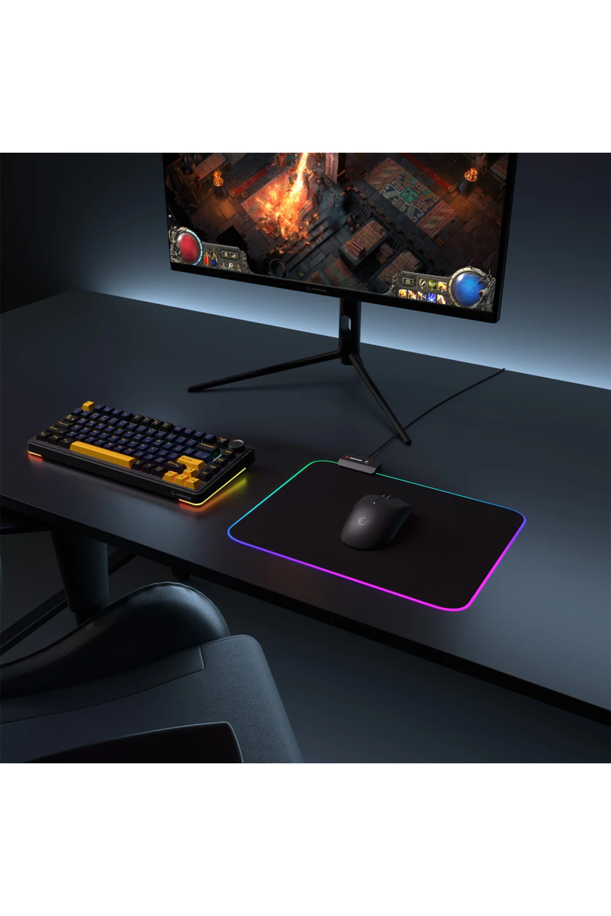 Rampage MP-23 BLITZ M RGB 252x328x3mm RGB Led Gaming MOUSE PAD (Siyah)(1923)