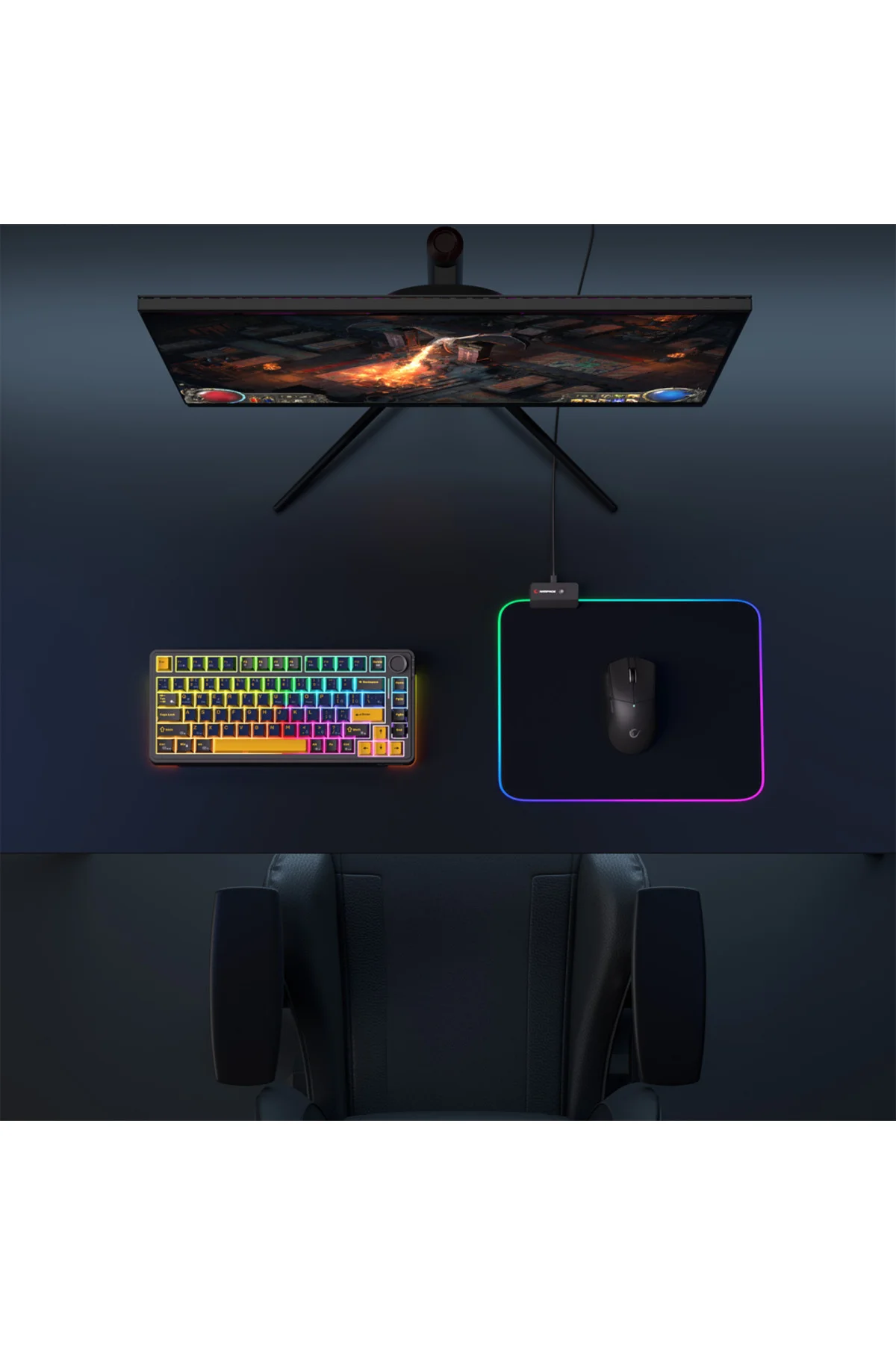 Rampage MP-23 BLITZ M RGB 252x328x3mm RGB Led Gaming MOUSE PAD (Siyah)(1923)