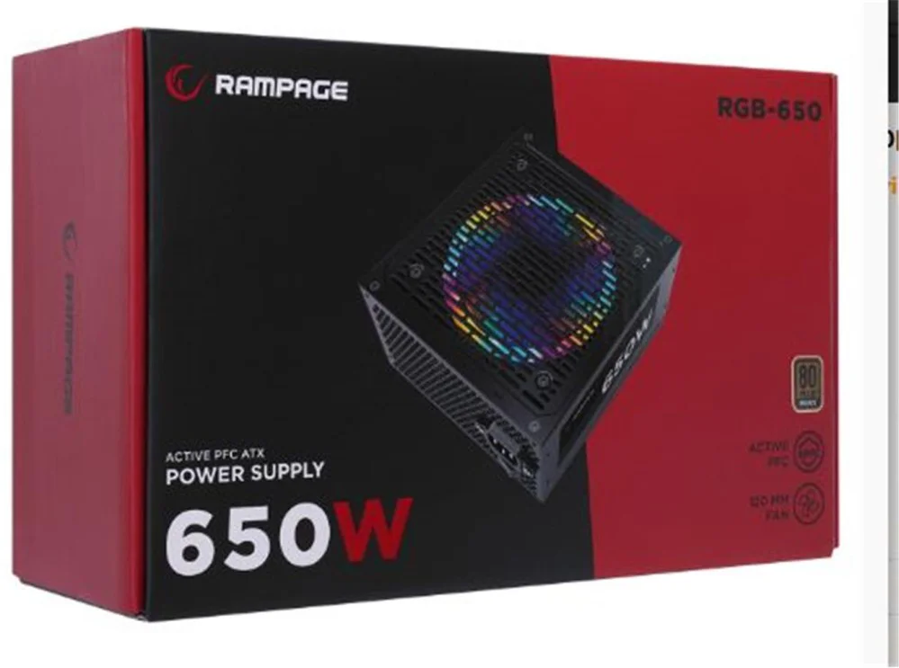 Rampage RGB-650 650W 80 Plus Bronze Aktif PFC 12cm RGB Fanlı Powe