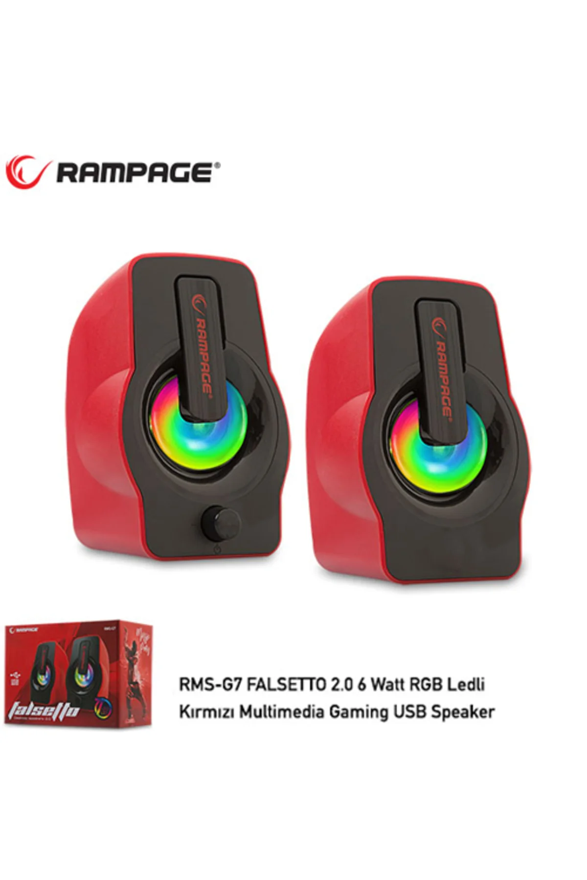 RAMPAGE RMS-G7 FALSETTO 1+1 6 W USB 5V RGB LEDLI Kırmızı Hoparlör