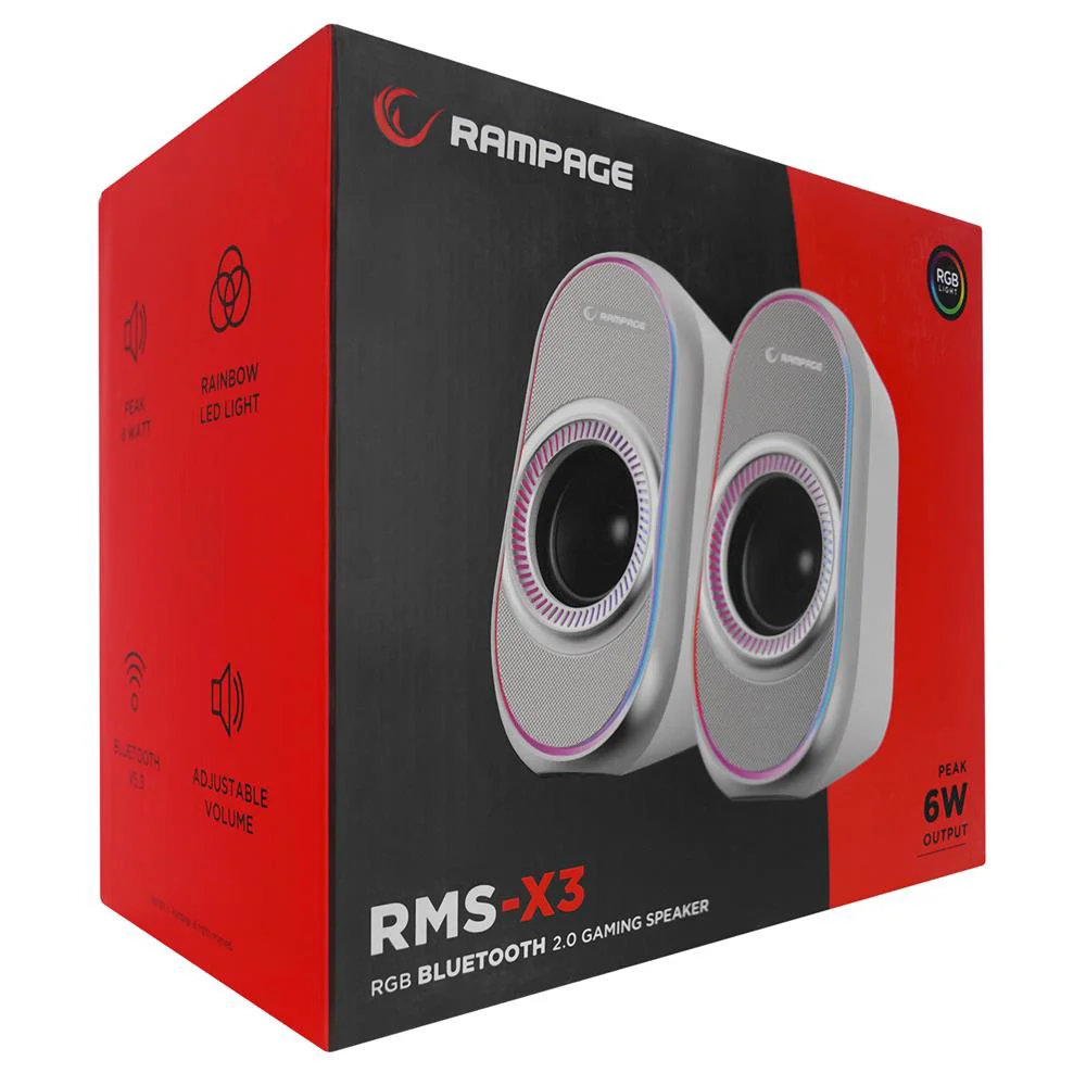 Rampage RMS-X3 2.0 6W Bluetooth Özellikli Beyaz Multimedia RGB Iş