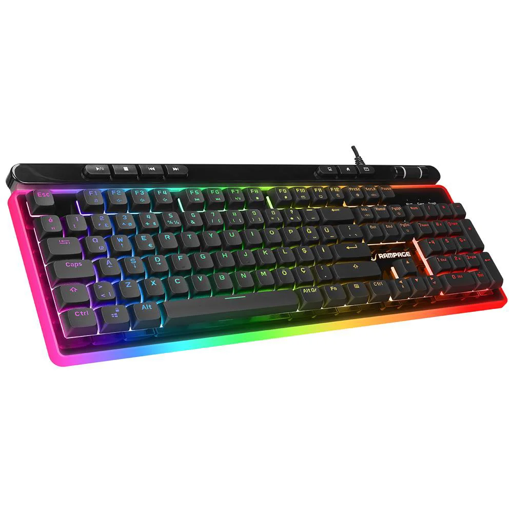 Rampage SHINE K14 Siyah USB RGB Backlight Membrane Gaming Oyuncu 