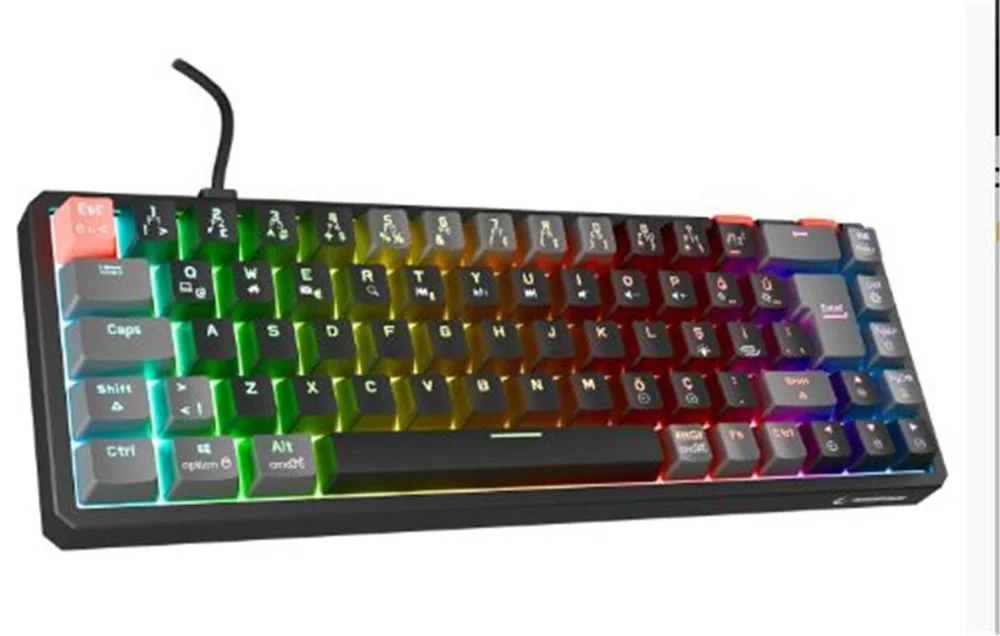 Rampage YORU MINI Siyah-Gri Type-C Bağlantılı OUTEMU Red Swich Q 