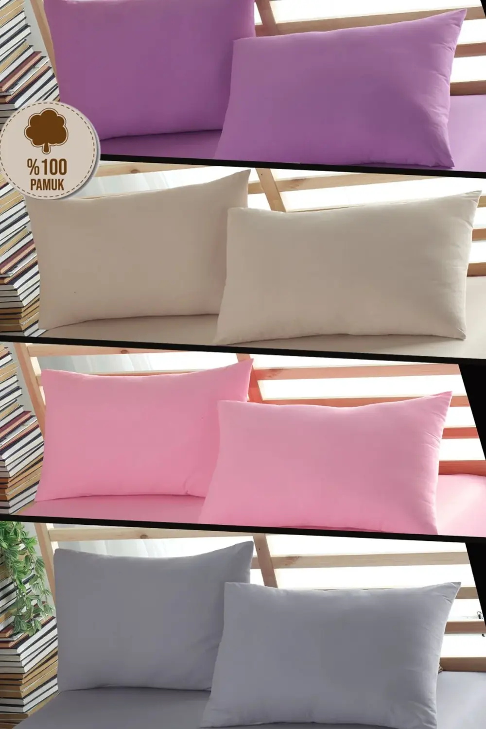 Ranforce %100 Pamuk 50*70 Kapaklı Yastık Kılıfı 8 Adet