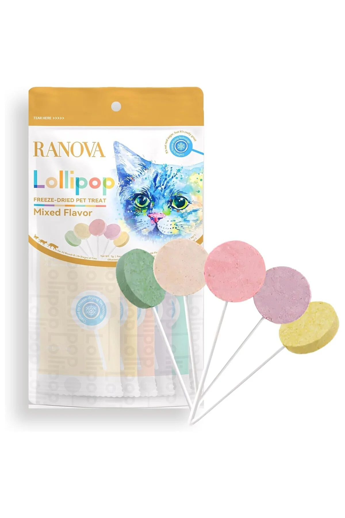 Ranova Kediler için Karışık Lezzetli Lolipop *1.4g 5'li