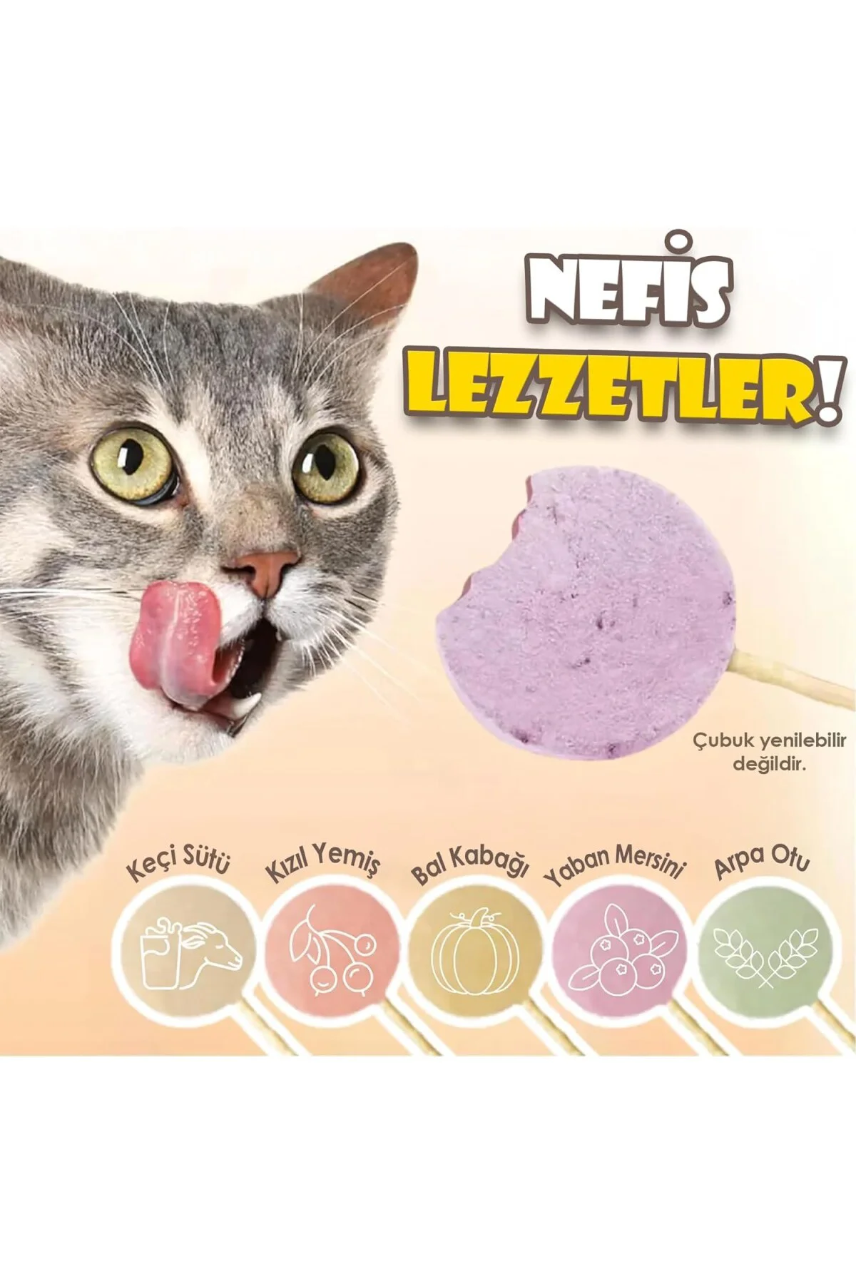 Ranova Kediler için Karışık Lezzetli Lolipop *1.4g 5'li