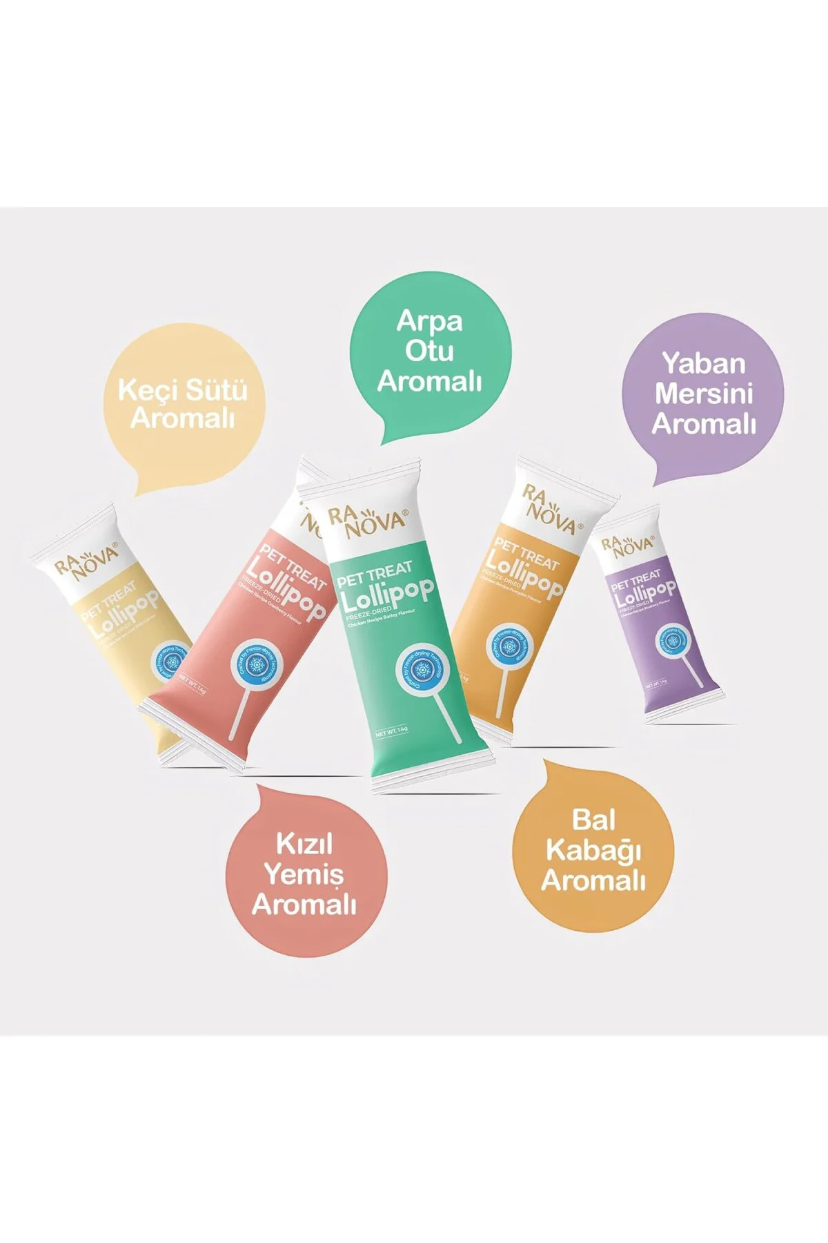 Ranova Kediler için Karışık Lezzetli Lolipop *1.4g 5'li