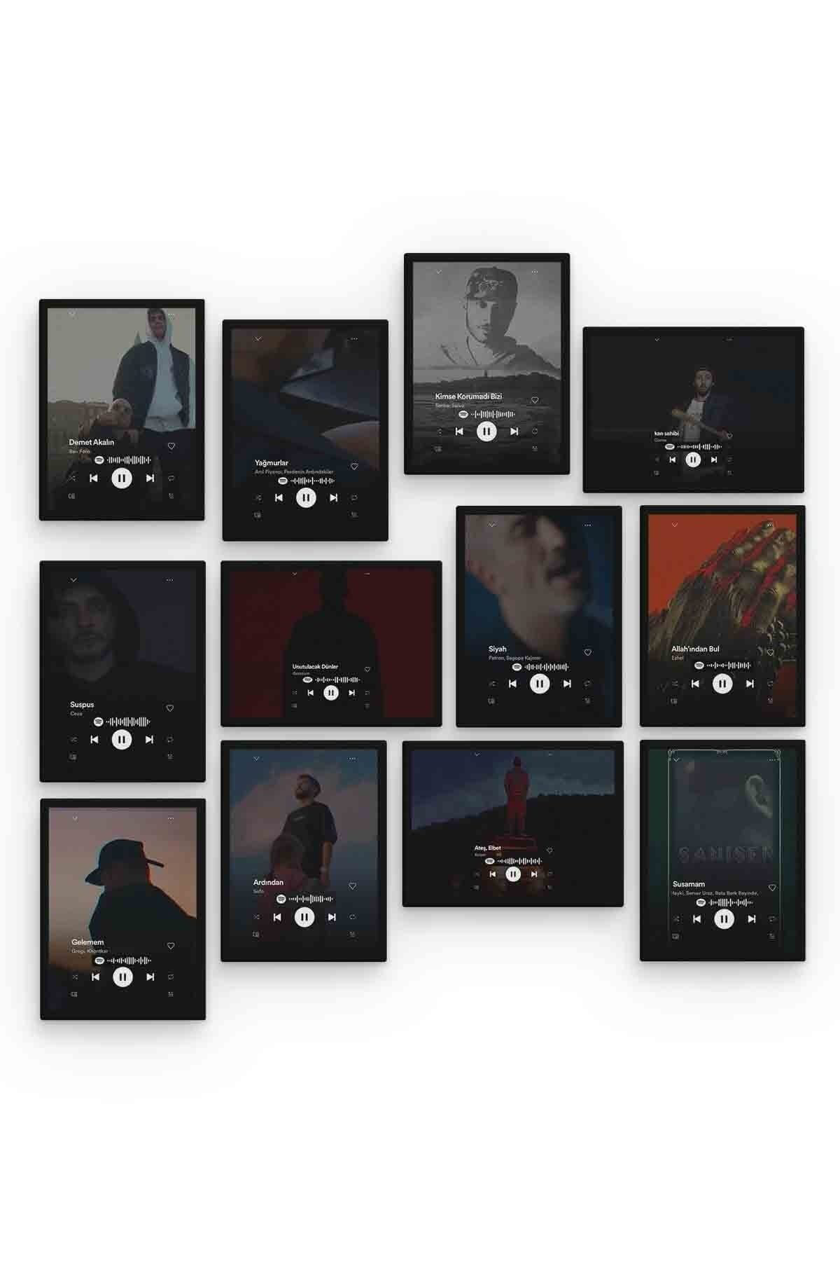 Rap Spotify 12 Parça Mdf (ahşap) Tablo Ofis Boyu 