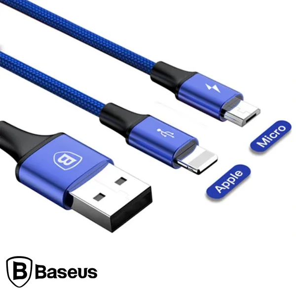 Rapid 2in1 iPhone+ Micro USB 3.0A Şarj Kablo 120cm - Hızlı ve Çoklu Cihaz Şarjı