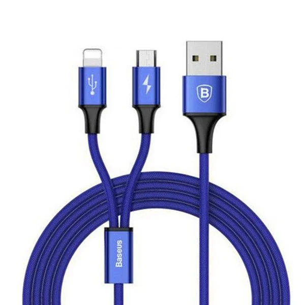 Rapid 2in1 iPhone+ Micro USB 3.0A Şarj Kablo 120cm - Hızlı ve Çoklu Cihaz Şarjı
