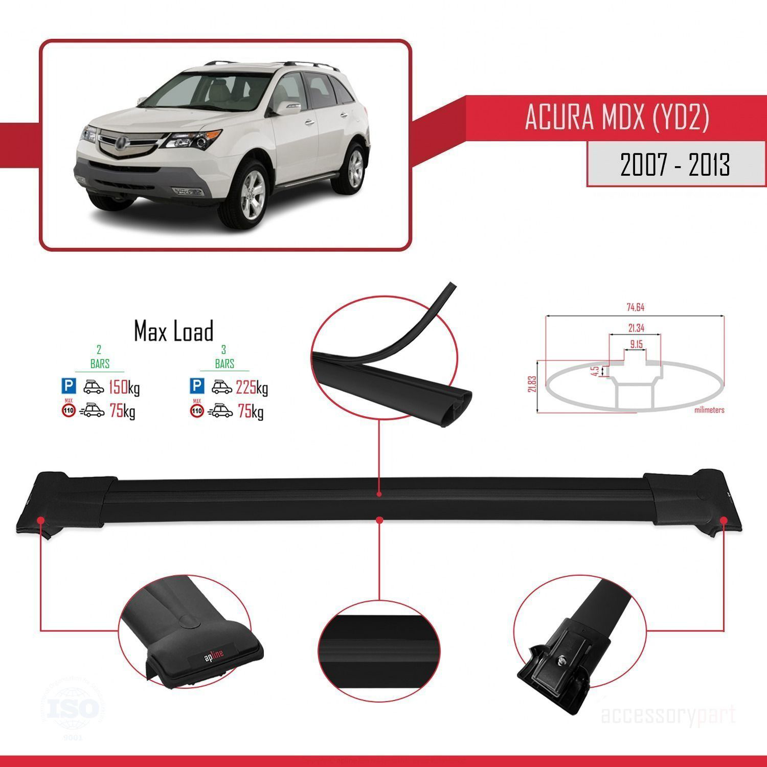rası ile Uyumlu FLY Model Ara Atkı Tavan Barı SİYAH