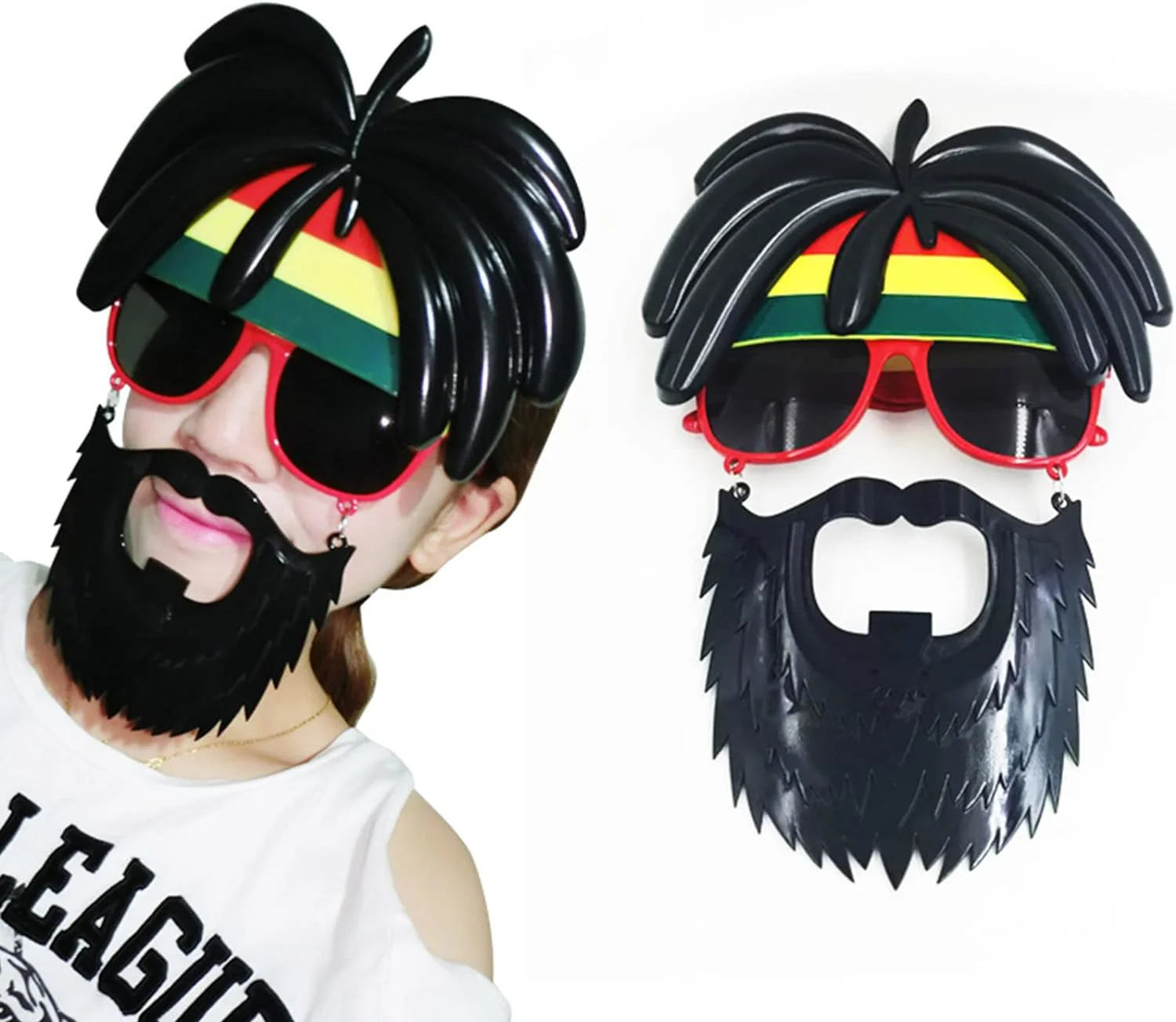 Rasta Peruklu Rasta Sakallı Bob  Bıyıklı Parti Gözlüğü 27x18 cm
