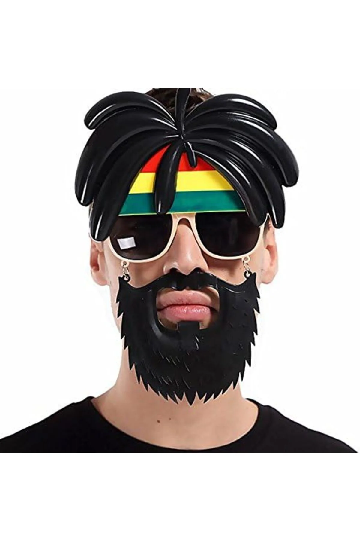 Rasta Peruklu Rasta Sakallı Bob Marley Bıyıklı Parti Gözlüğü 27x18 cm