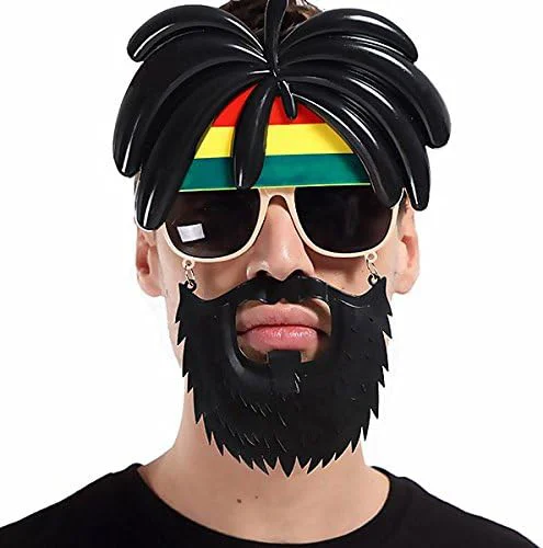 Rasta Peruklu Sakallı Parti Gözlüğü – Bob Marley Temalı Kostüm Aksesuarı