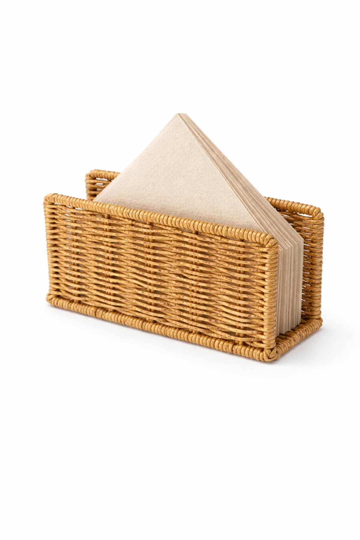 Rattan Hasır Dikey Peçetelik 2’li Set 14x5.5x8.5 cm – Dekoratif Masa Üstü Peçete Standı