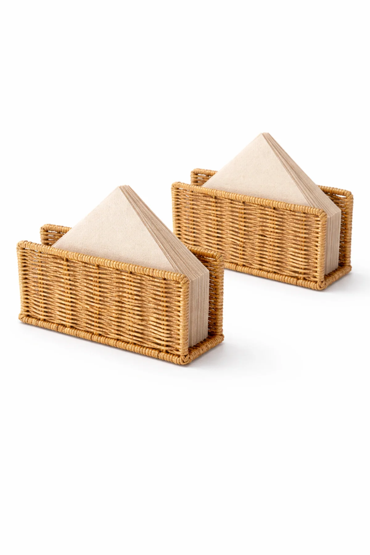 Rattan Hasır Dikey Peçetelik 2’li Set 14x5.5x8.5 cm – Dekoratif Masa Üstü Peçete Standı