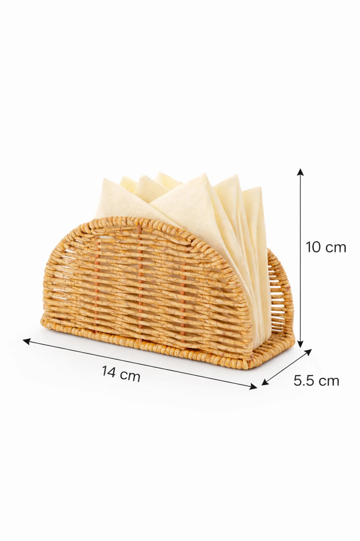 Rattan Hasır Oval Peçetelik 4’lü Set 14x5.5x10 cm – Dekoratif Masa Üstü Peçete Standı