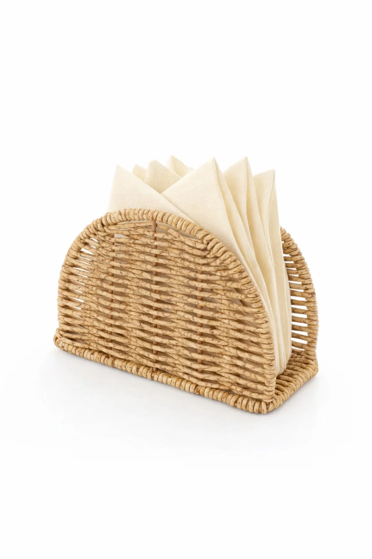 Rattan Hasır Oval Peçetelik 14x5.5x10 cm – Dekoratif Masa Üstü Peçete Standı