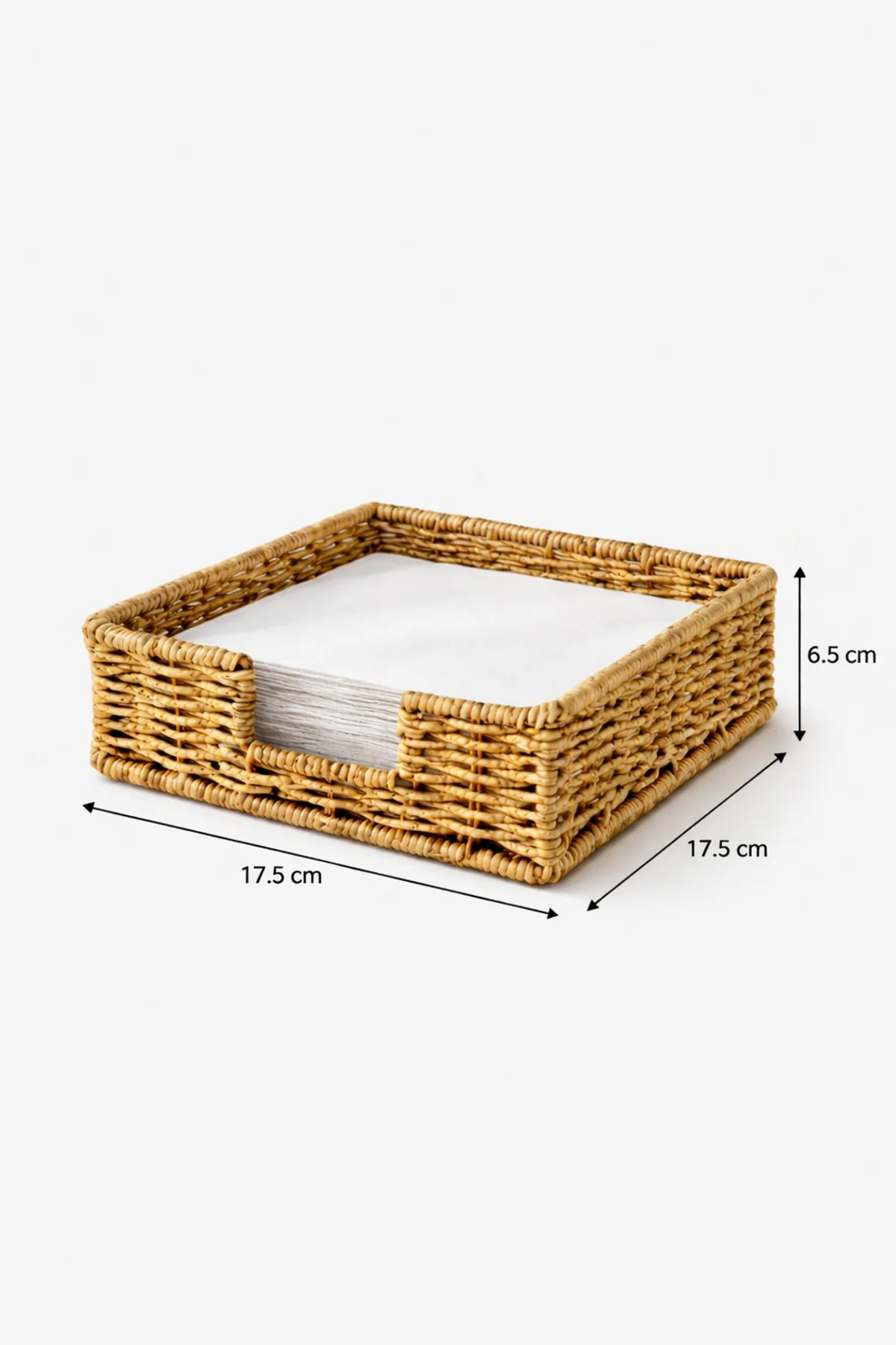 Rattan Hasır Peçetelik 17.5x17.5x6.5 cm – Standart Peçete Uyumlu Dekoratif Sunumluk