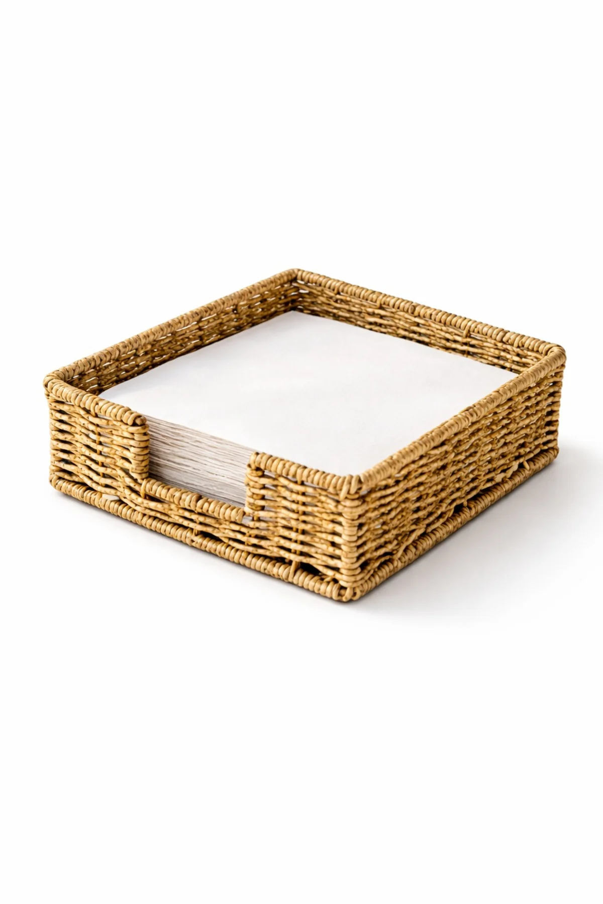 Rattan Hasır Peçetelik 17.5x17.5x6.5 cm – Standart Peçete Uyumlu Dekoratif Sunumluk