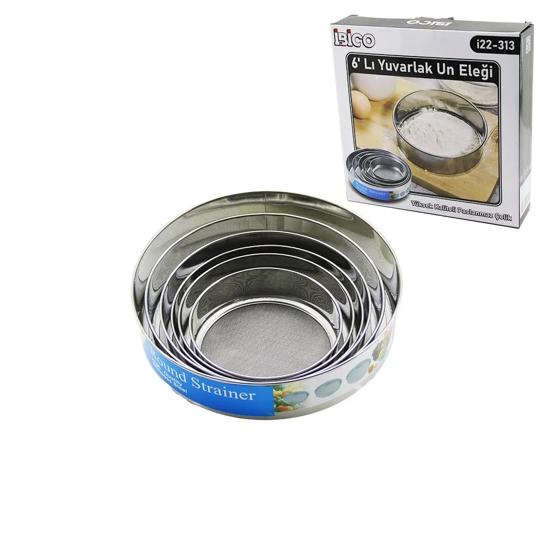 Raund Strainer 6pcs Metal Un Elek Seti 15-17.5-19-20.5-24-27cm Bx40 Fiyatı, Yorumları ve Özellikleri