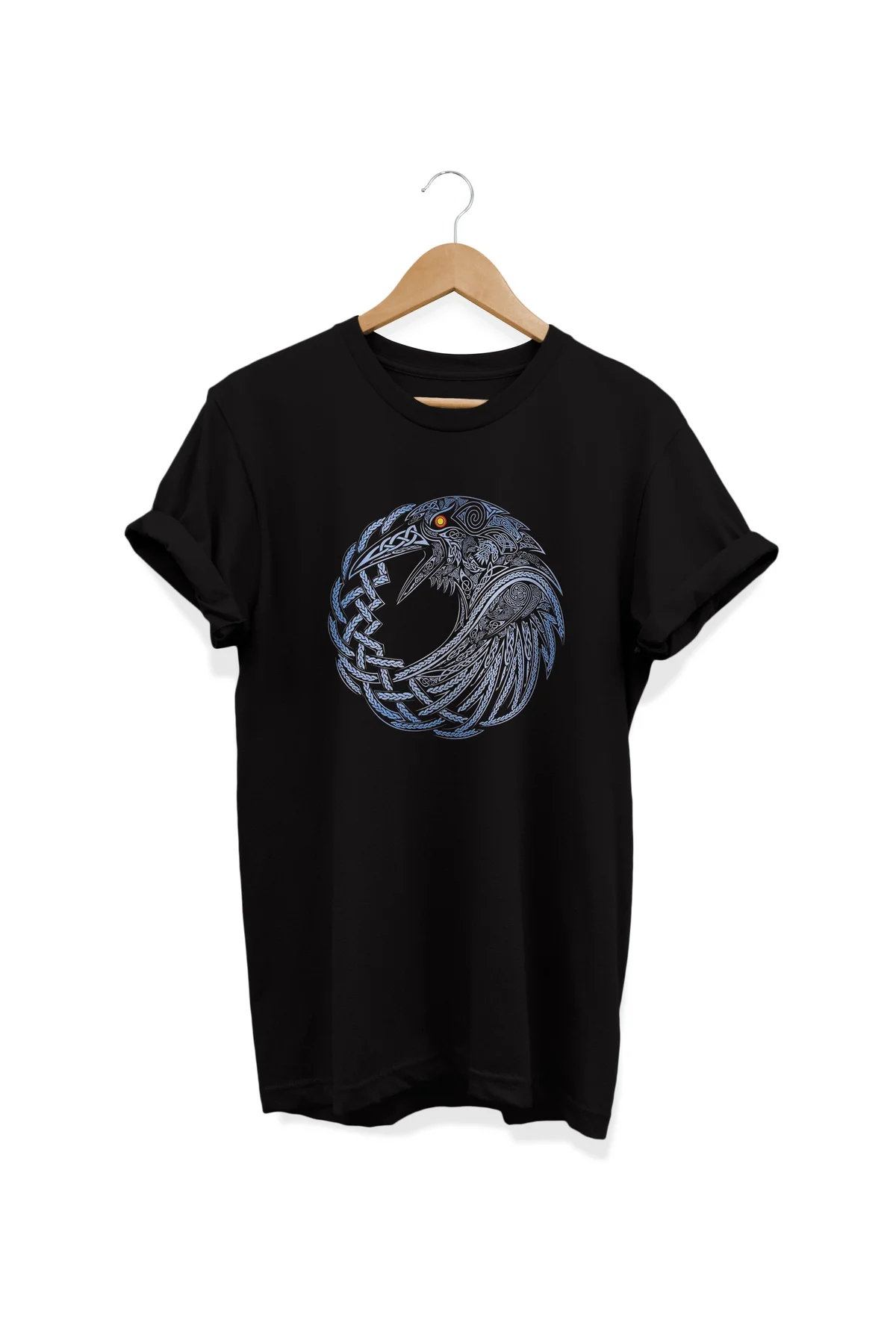 , Raven Baskılı, %100 Pamuk, Bisiklet Yaka, Oversize T-shirt, Büy