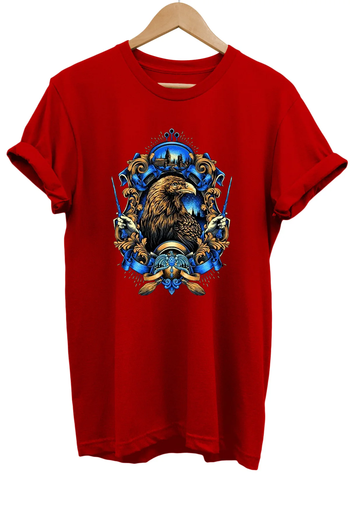 Rawenclaw Baskılı %100 Pamuk Basic T-shirt Normal Beden Tişört